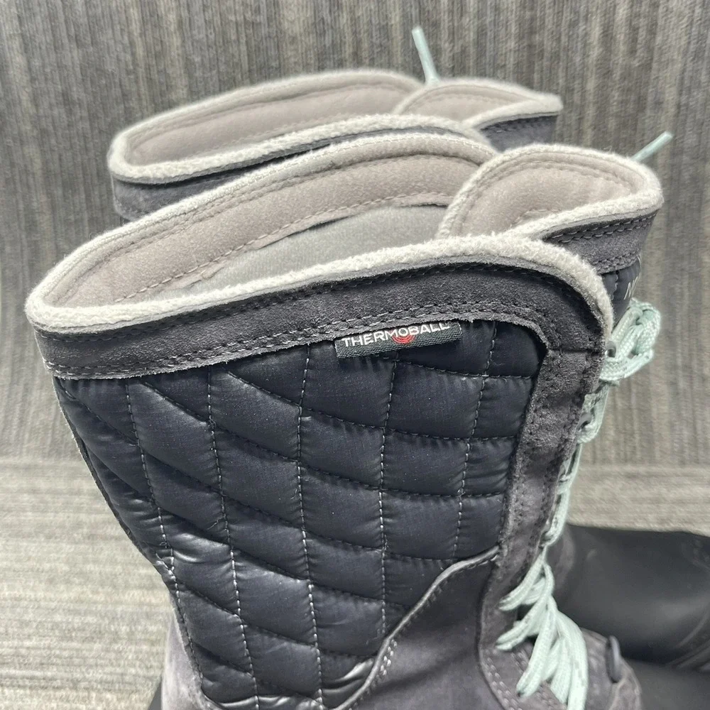 The North Face Thermoball Utility Boots Women 7 Gray Waterproof Snow Winter Shoe